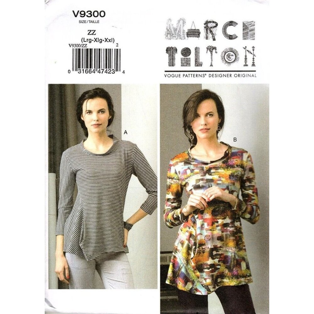 Vogue V9300 Misses L to XXL Pullover Tunic Marcy Tilton UNCUT Sewing Pattern